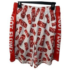 Flow Society Shorts Mens Small Red All Over Print Athletic Lacrosse Milk Carton